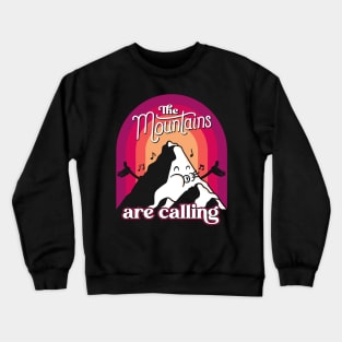 The mountains are calling vintage cartoon Crewneck Sweatshirt